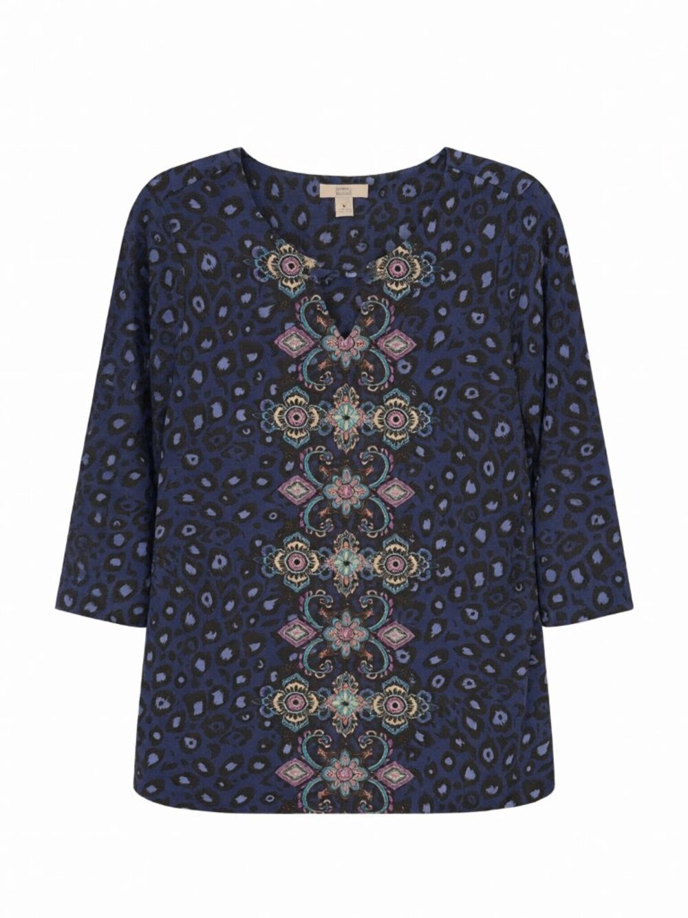 Croft & Barrow Blue Patterned Tunic Top M